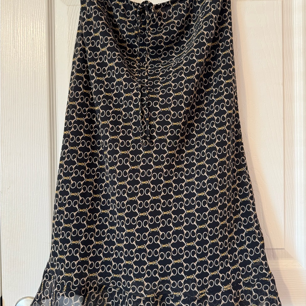 Lapis LA Black and Gold Skirt with Chain-Link Print
